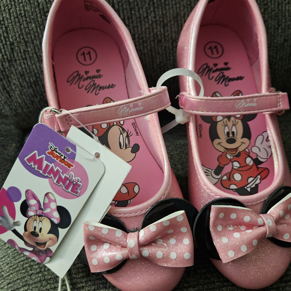 Disney Pink Minnie Mouse Mary Jane Shoes with Polka Dot Bows